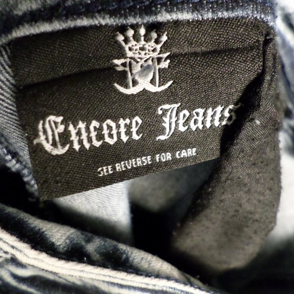 Encore Jeans USA Size XL Grey Acid Wash Skinny Jeans Fray Distressed Leg - Picture 13 of 15